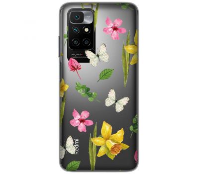 Чохол для Xiaomi Redmi 10 MixCase квіти і білий метелик