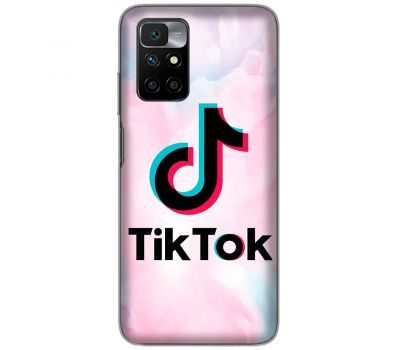 Чохол для Xiaomi Redmi 10 TikTok лого чорне на кольоровому.