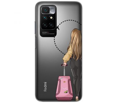 Чохол для Xiaomi Redmi 10 MixCase дівчина рожева валіза