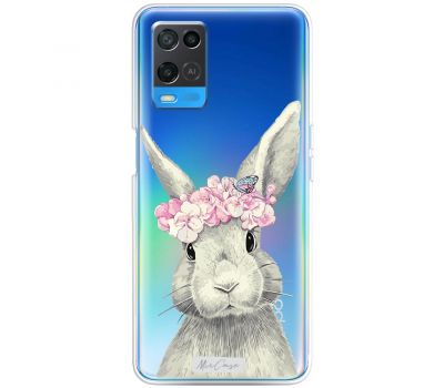 Чохол для Oppo A54 MixCase тварини кролик з квітами