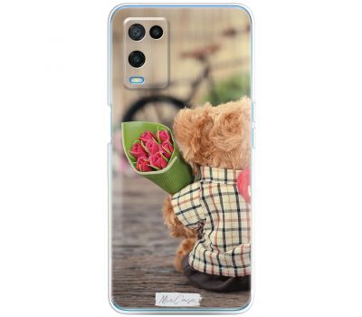 Чохол для Oppo A54 MixCase для закоханих ведмедика з квітами