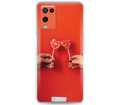 Чохол для Oppo A54 MixCase для закоханих цукерки на паличці