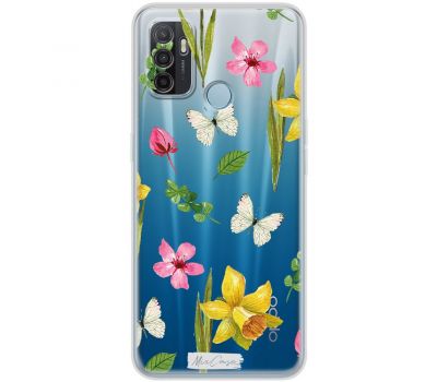 Чохол для Oppo A53/A32/A33 Mixcase квіти білі метелики в нарцисах