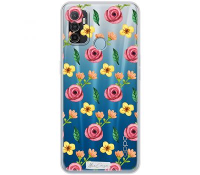 Чохол для Oppo A53/A32/A33 Mixcase квіти патерн троянди з жовтими квітами та календу