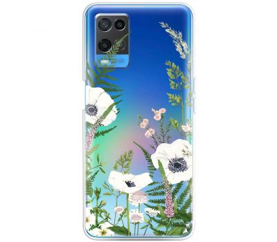 Чохол для Oppo A54 Mixcase квіти білі квіти лісові трави