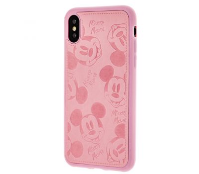 Чохол для iPhone X / Xs Mickey Mouse leather рожевий