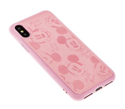 Чохол для iPhone X / Xs Mickey Mouse leather рожевий 2881327