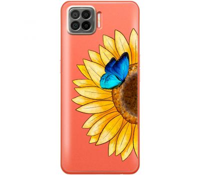 Чохол для Oppo A73 (2020) Mixcase квіти соняшник з блакитним метеликом