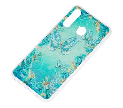 Чохол для Samsung Galaxy A20 / A30 Flowers Confetti "метелик" бірюзовий 2885156
