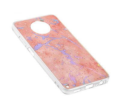 Чохол для Xiaomi Redmi Note 9T Marble блискітки рожевий 2894285