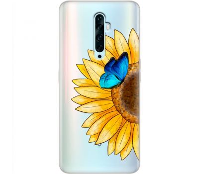 Чохол для Oppo Reno 2z Mixcase квіти соняшник з блакитним метеликом