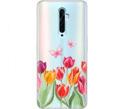 Чохол для Oppo Reno 2z Mixcase квіти тюльпани з двома метеликами