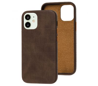Чохол для iPhone 12 mini Leather croco full коричневий