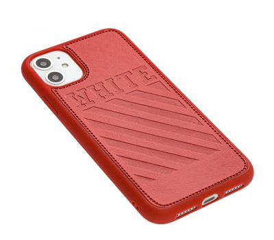 Чохол для iPhone 11 off-white leather червоний 2929622