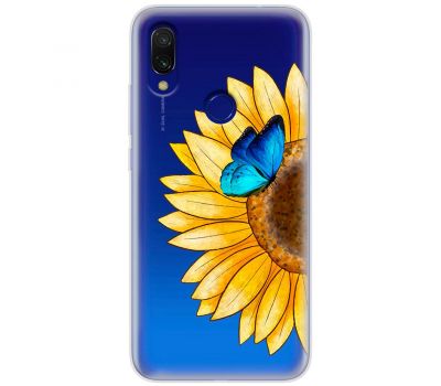 Чохол для Xiaomi Redmi 7 Mixcase квіти соняшник з блакитним метеликом