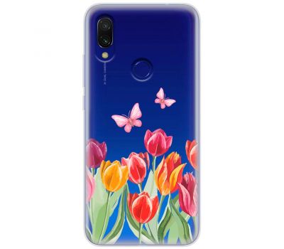 Чохол для Xiaomi Redmi 7 Mixcase квіти тюльпани з двома метеликами