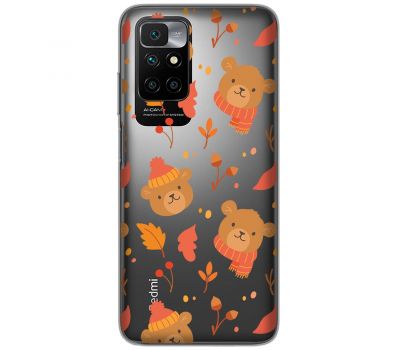 Чохол для Xiaomi Redmi 10 MixCase осінь ведмедик листочки