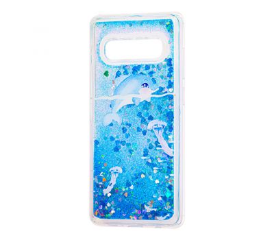 Чохол для Samsung Galaxy S10+ (G975) Блиск вода "дельфін синій"