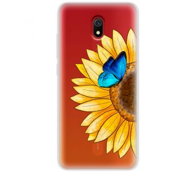 Чохол для Xiaomi Redmi 8A Mixcase квіти соняшник з блакитним метеликом