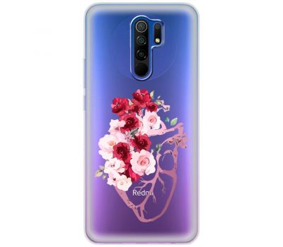 Чохол для Xiaomi Redmi 9 Mixcase квіти серце поросло квітами