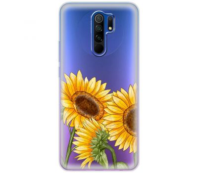 Чохол для Xiaomi Redmi 9 Mixcase квіти три соняшники