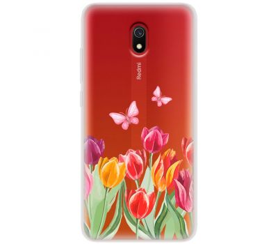 Чохол для Xiaomi Redmi 8A Mixcase квіти тюльпани з двома метеликами