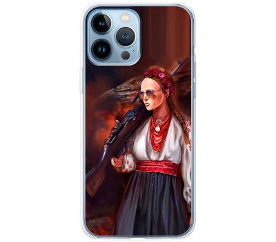 Чохол для iPhone 13 Pro Max MixCase патріотичні українка з автоматом