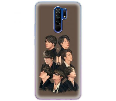 Чохол для Xiaomi Redmi 9 MixCase BTS на коричневому