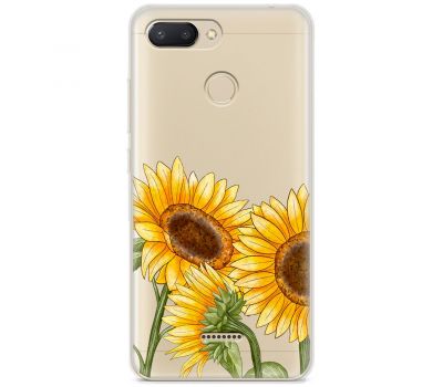 Чохол для Xiaomi Redmi 6 Mixcase квіти три соняшники