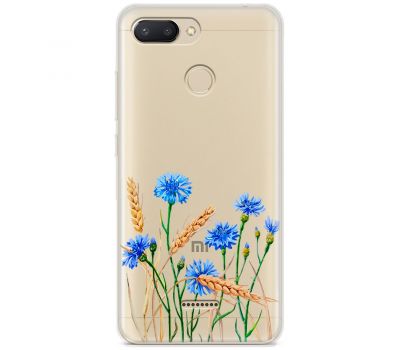 Чохол для Xiaomi Redmi 6 Mixcase квіти волошки в пшениці