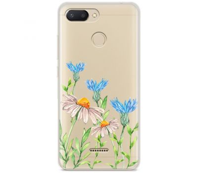 Чохол для Xiaomi Redmi 6 Mixcase квіти волошки та ромашки