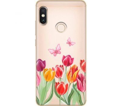 Чохол для Xiaomi Redmi Note 5 / 5 Pro Mixcase квіти тюльпани з двома метеликами