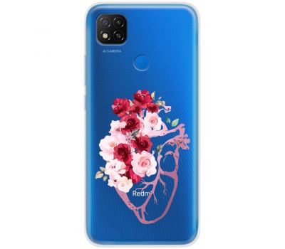 Чохол для Xiaomi Redmi 9C Mixcase квіти серце поросло квітами