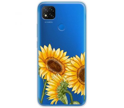 Чохол для Xiaomi Redmi 9C Mixcase квіти три соняшники