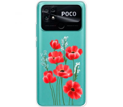 Чохол для Xiaomi Poco С40 Mixcase квіти маки в польових травах