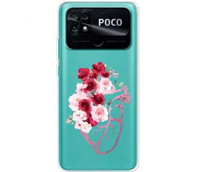 Чохол для Xiaomi Poco С40 Mixcase квіти серце поросло квітами