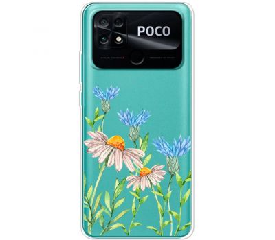 Чохол для Xiaomi Poco С40 Mixcase квіти волошки та ромашки