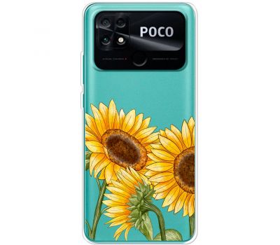 Чохол для Xiaomi Poco С40 Mixcase квіти три соняшники