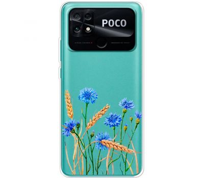 Чохол для Xiaomi Poco С40 Mixcase квіти волошки в пшениці