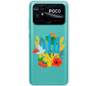Чохол для Xiaomi Poco С40 MixCase патріотичні герб у квітах