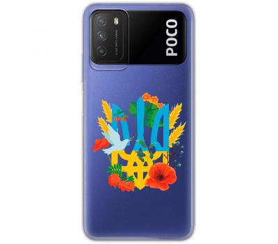 Чохол для Xiaomi Poco M3 MixCase патріотичні герб у квітах