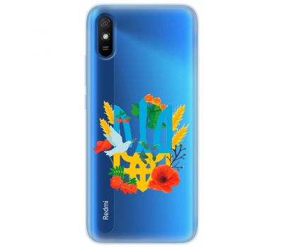 Чохол для Xiaomi Redmi 9A MixCase патріотичні герб у квітах