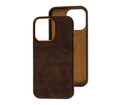 Чохол для iPhone 13 Pro Leather croco full brown