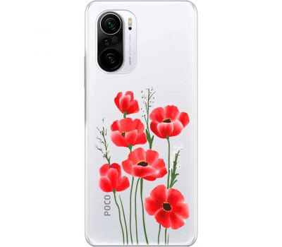 Чохол для Xiaomi Poco F3 Mixcase квіти маки в польових травах