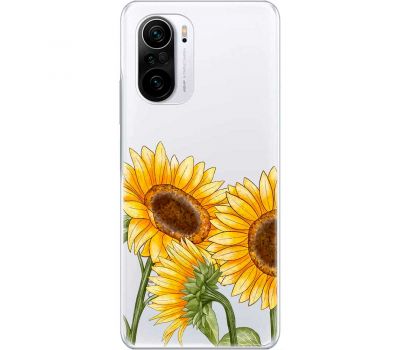 Чохол для Xiaomi Poco F3 Mixcase квіти три соняшники
