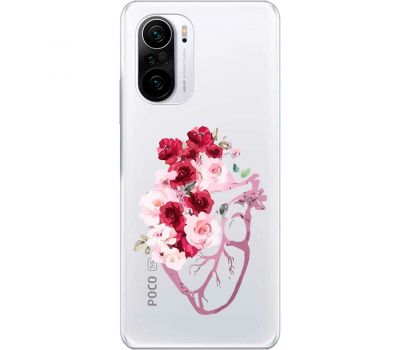 Чохол для Xiaomi Poco F3 Mixcase квіти серце поросло квітами