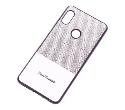 Чохол для Xiaomi Redmi Note 6 Pro Leather + блискітки сріблясті 2988562
