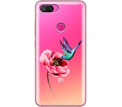 Чохол для Xiaomi Mi 8 Lite Mixcase квіти колібрі в півоні