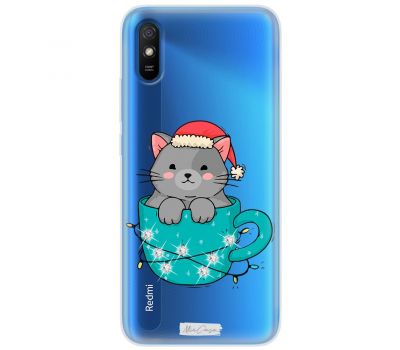 Чохол для Xiaomi Redmi 9A MixCase зі стразами котик у чашці