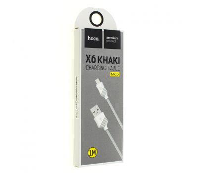 Кабель USB Hoco X6 Khaki microUSB 1m белый